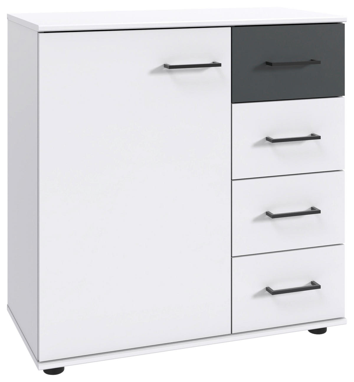 KOMMODE 81/83/41 cm  in Graphitfarben, Weiss  - Weiss/Schwarz, Konventionell, Holzwerkstoff/Kunststoff (81/83/41cm) - Carryhome