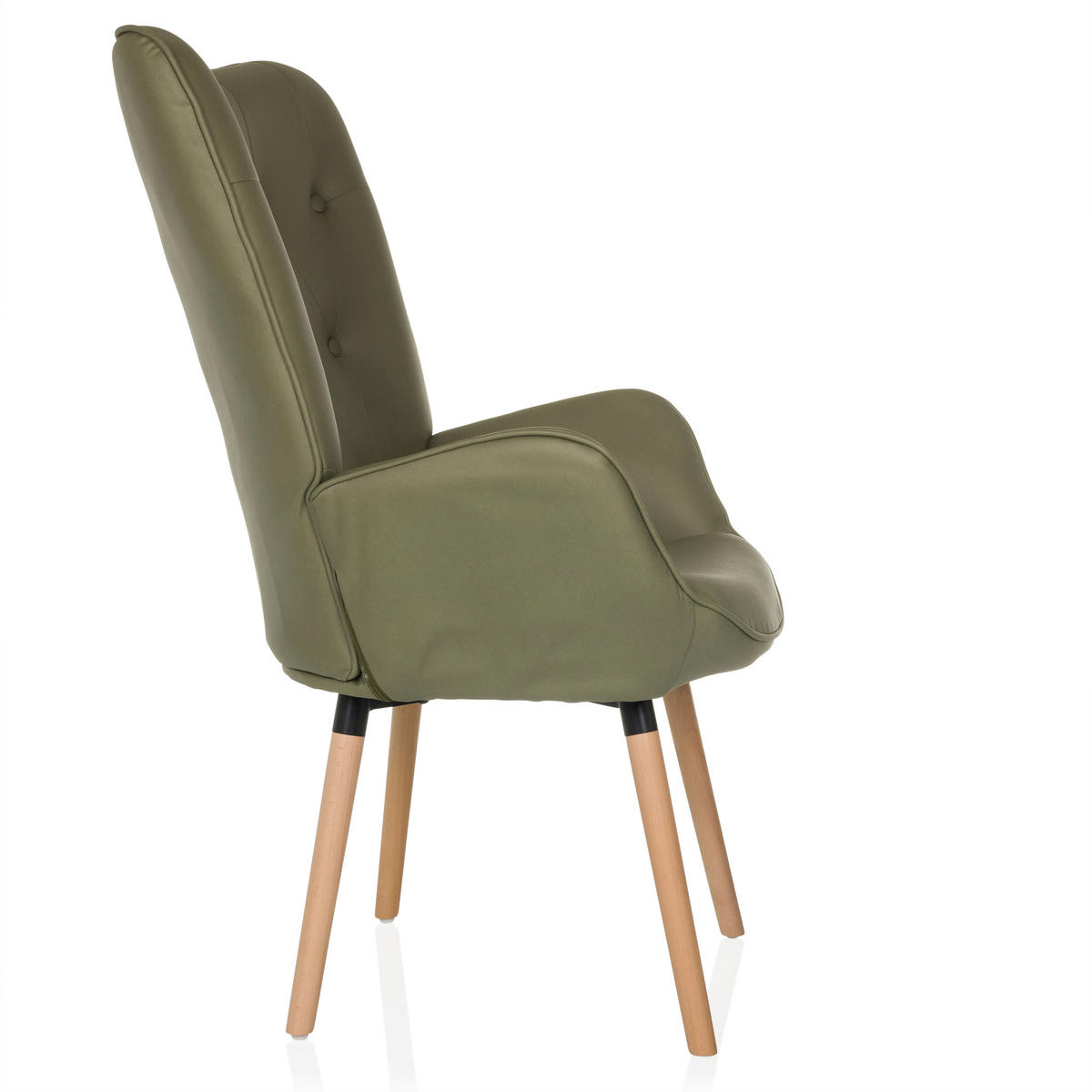 OHRENSESSEL in Velours Grün  - Buchefarben/Grün, MODERN, Holz/Textil (70/106/75cm) - MID.YOU