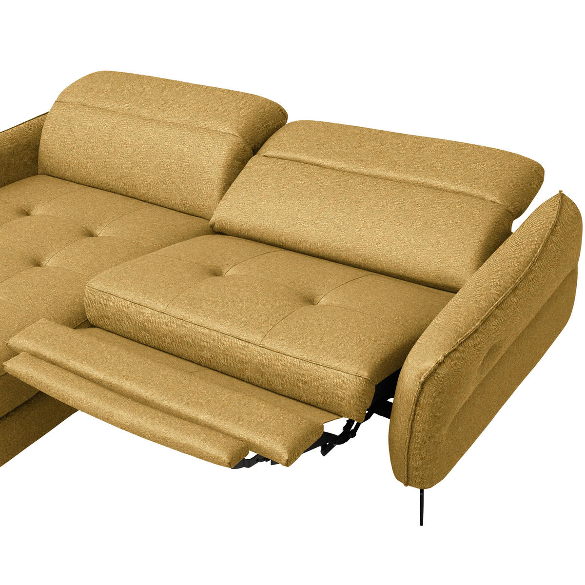 ECKSOFA Flachgewebe Currygelb  - Currygelb/Schwarz, Design, Textil/Metall (175/246cm) - Celina