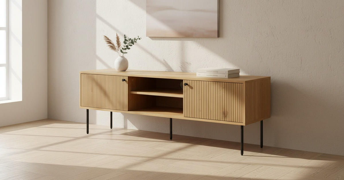 LOWBOARD Line 150/50/40 cm  Beimöbel erhältlich, stehend  - Eichefarben/Schwarz, Design, Holzwerkstoff/Metall (150/50/40cm) - Carryhome