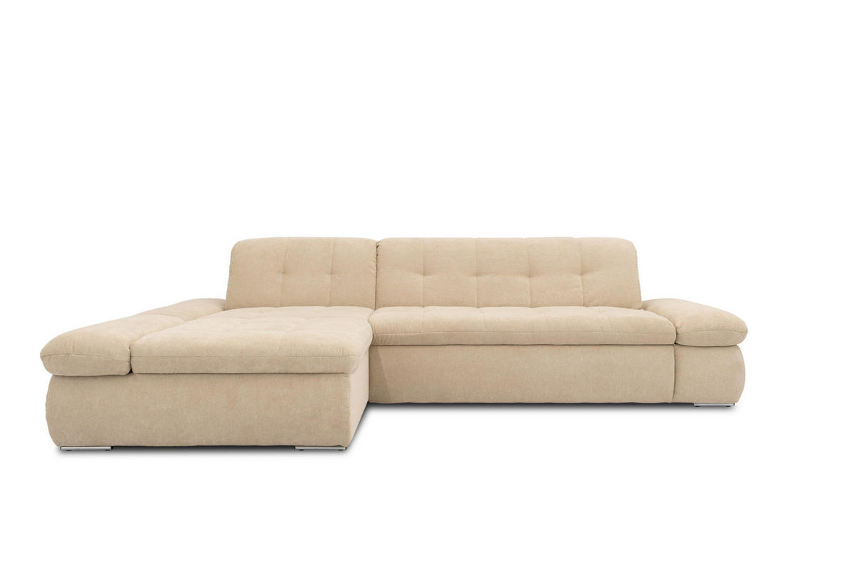 ECKSOFA Beige Mikrofaser  - Chromfarben/Beige, KONVENTIONELL, Textil/Metall (172/300cm) - MID.YOU