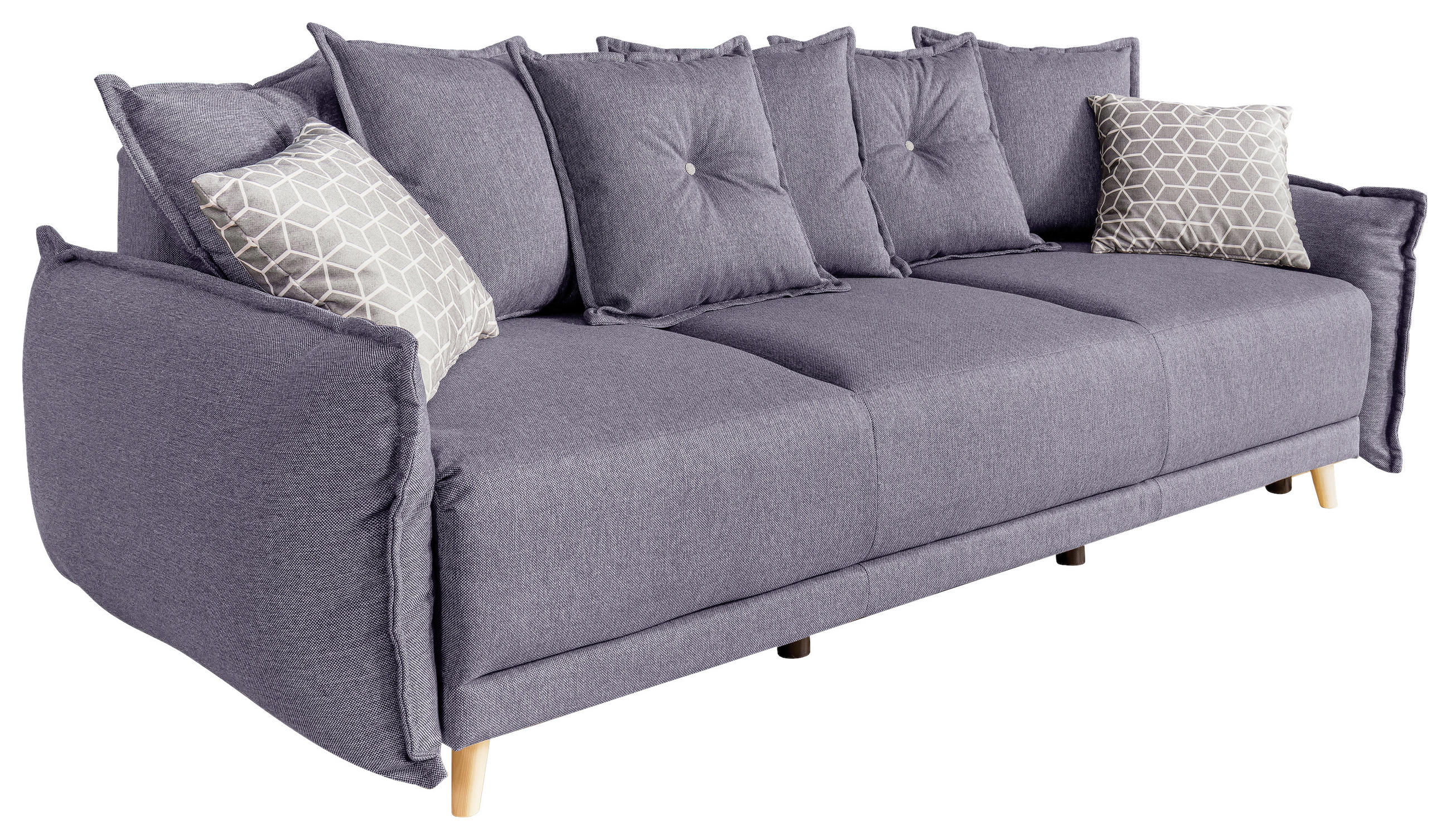 SCHLAFSOFA Webstoff Hellgrau - Hellgrau/Kieferfarben, Basics, Holz/Textil (230/80/100cm) - MID.YOU