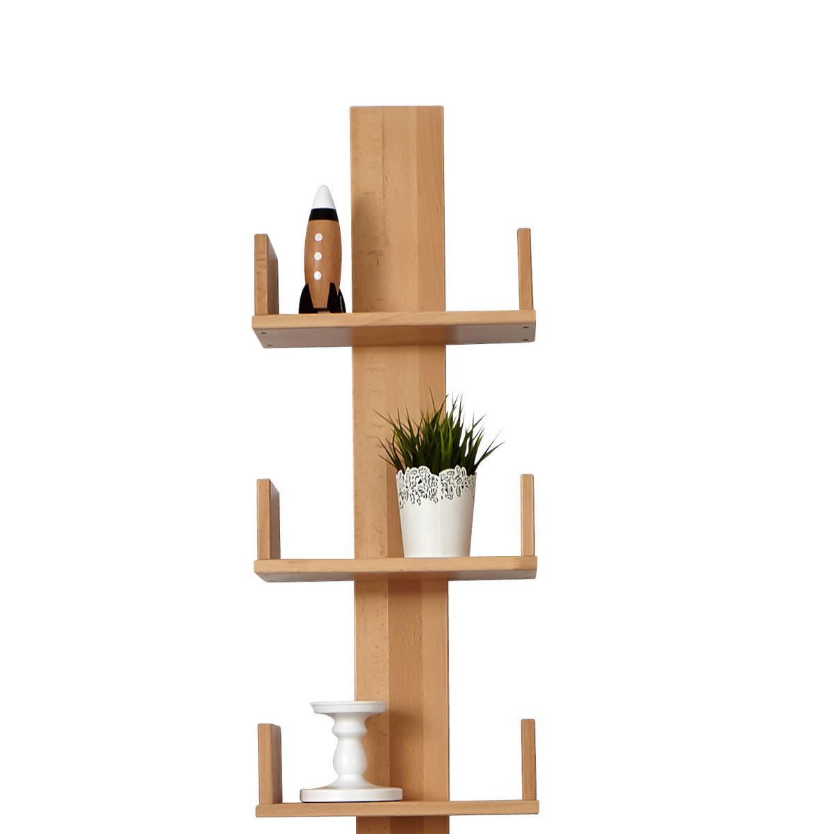 NÁSTĚNNÝ REGÁL, buk, přírodní barvy, 35/180/17 cm - přírodní barvy, Moderní, dřevo (35/180/17cm) - MID.YOU