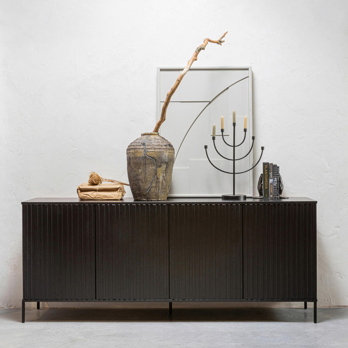 SIDEBOARD Gravure 200/85/44 cm  - Schwarz, Design, Holz/Metall (200/85/44cm) - Livetastic