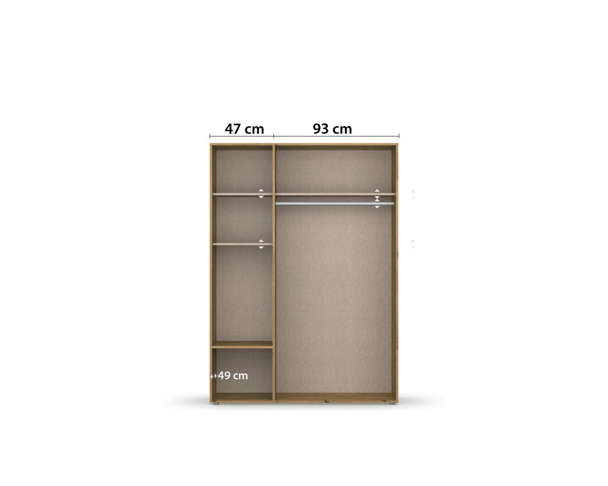 DREHTÜRENSCHRANK in Grau, Eiche Artisan  - Eiche Artisan/Grau, Modern, Holzwerkstoff/Kunststoff (140/194/53cm) - Rauch Möbel