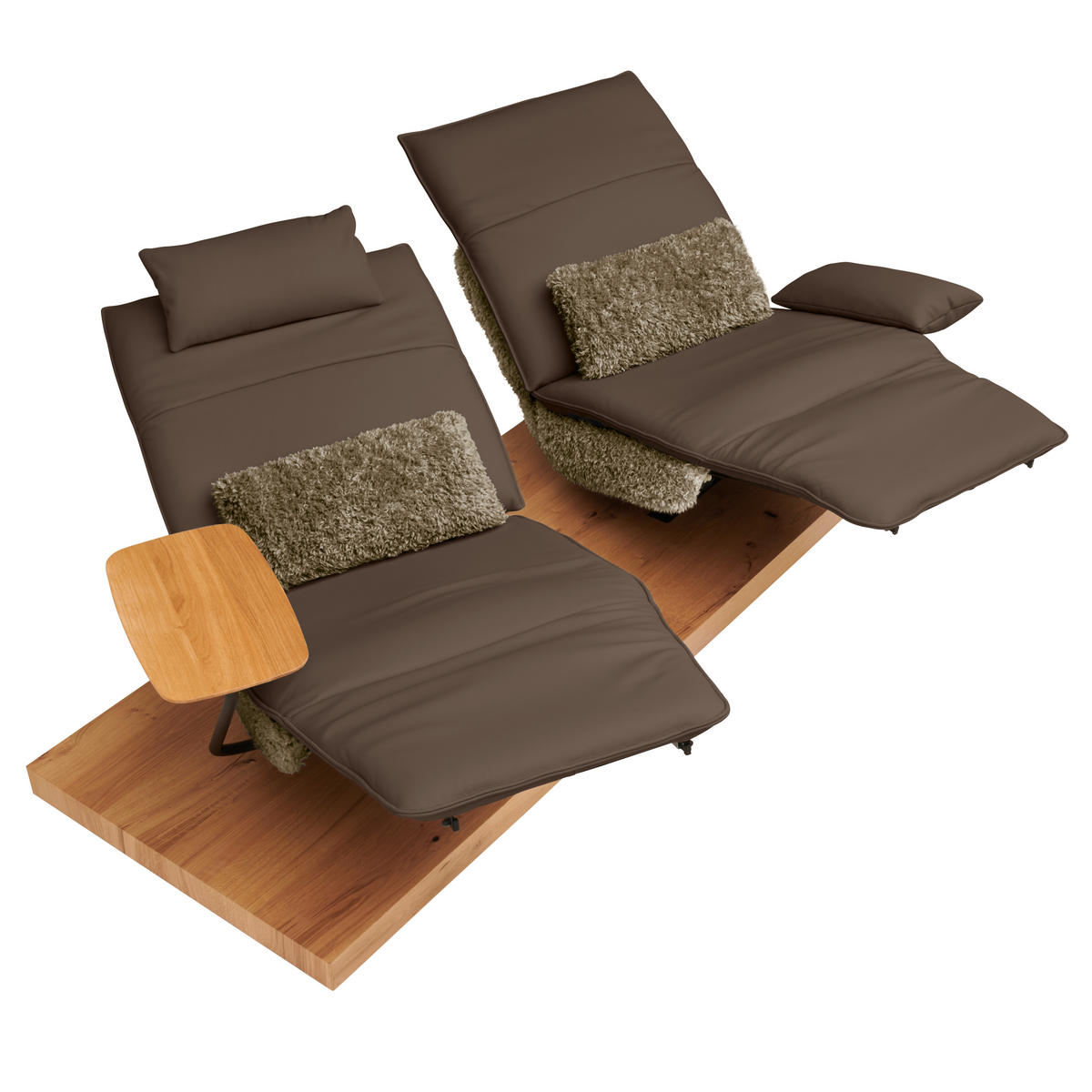 2-SITZER-SOFA Hochflor Echtleder Hellbraun, Fango  - Hellbraun/Fango, Design, Leder/Holz (240/65/104cm) - Koinor