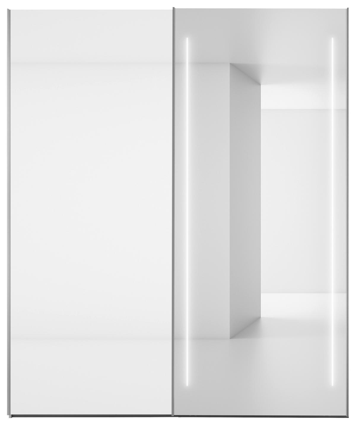 SCHWEBETÜRENSCHRANK 200/236/68 cm,  in Weiß, 2 Tür(en)  - Chromfarben/Weiß, Design, Glas/Holzwerkstoff (200/236/68cm) - Dieter Knoll