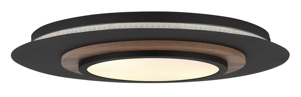 LED-DECKENLEUCHTE 48/5,6 cm   - Dunkelbraun/Schwarz, Natur, Holzwerkstoff/Kunststoff (48/5,6cm) - Globo