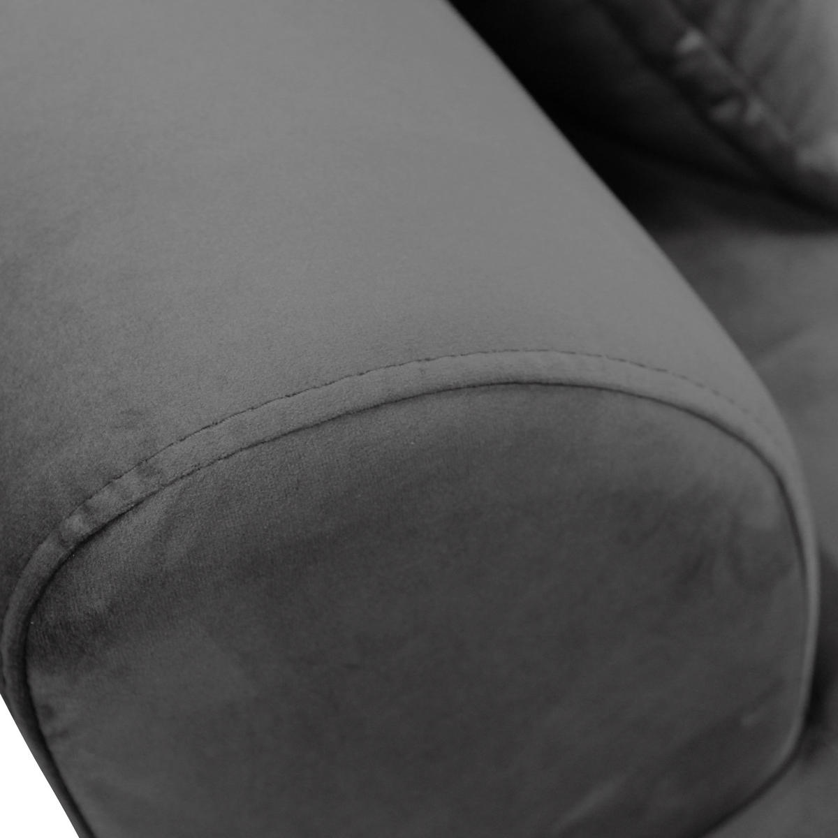 ECKSOFA in Velours Grau  187/277 cm  - Schwarz/Grau, Design, Textil/Metall (187/277cm) - Livetastic