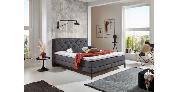 BOXSPRINGBETT 140/200 cm in Anthrazit - Anthrazit/Schwarz, KONVENTIONELL, Textil/Metall (140/200cm) - Carryhome