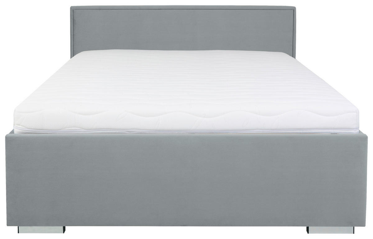 KÁRPITOZOTT ÁGY 140/200 cm  szürke  - króm/szürke, Modern, textil/fa (140/200cm) - MID.YOU