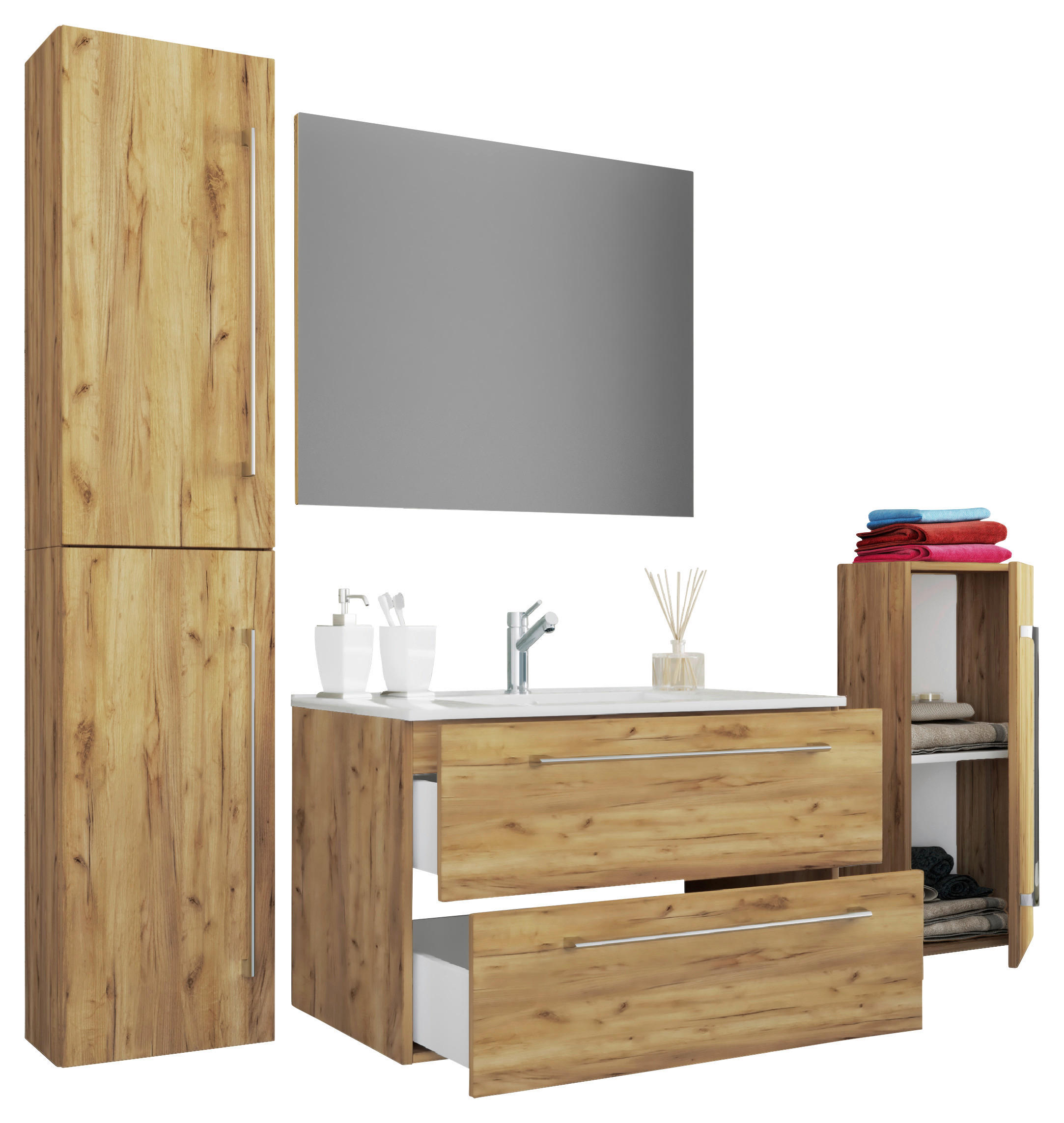 BADEZIMMER  in 147 cm  - Honigeiche/Weiß, MODERN, Keramik/Holzwerkstoff (147cm) - MID.YOU