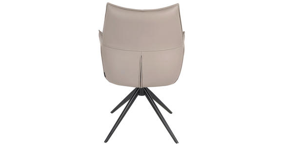 ARMLEHNSTUHL in Eisen Echtleder pigmentiert - Taupe/Schwarz, Design, Leder/Metall (62/91/62cm) - Novel