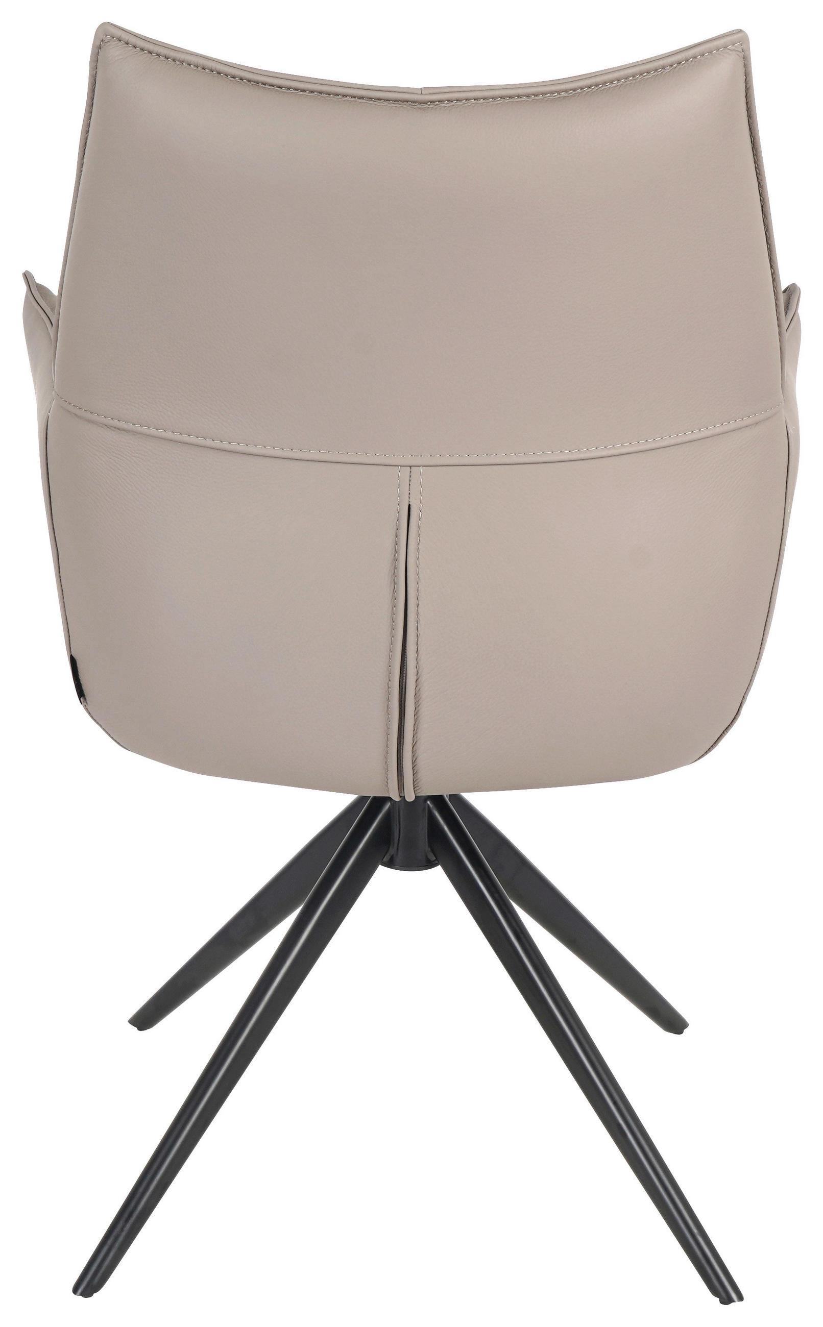 Thumbnail - Novel Armlehnstuhl, Schwarz, Taupe, Metall, Leder, Echtleder, Rindleder, Drehkreuz, 62x91x62 cm, Lederauswahl, Sitzfläch...