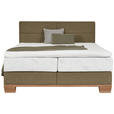 BOXSPRINGBETT 160/200 cm  in Eichefarben, Olivgrün  - Eichefarben/Olivgrün, Natur, Holz/Textil (160/200cm) - Valnatura
