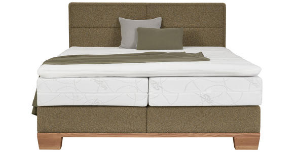 BOXSPRINGBETT 160/200 cm in Eichefarben, Olivgrün - Eichefarben/Olivgrün, Natur, Holz/Textil (160/200cm) - Valnatura