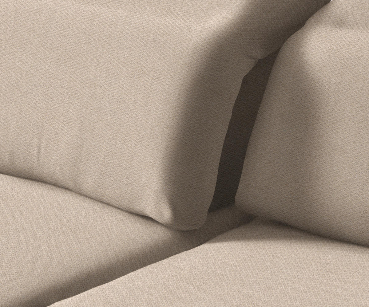 ECKSOFA in Chenille Creme  - Creme/Schwarz, Design, Textil/Metall (180/289cm) - Stylife
