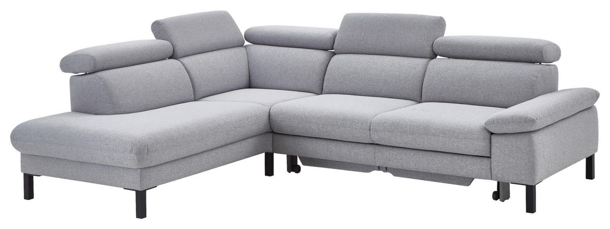 ECKSOFA in Flachgewebe Hellgrau  - Hellgrau/Schwarz, Design, Holzwerkstoff/Textil (217/272cm) - Pure Home Comfort