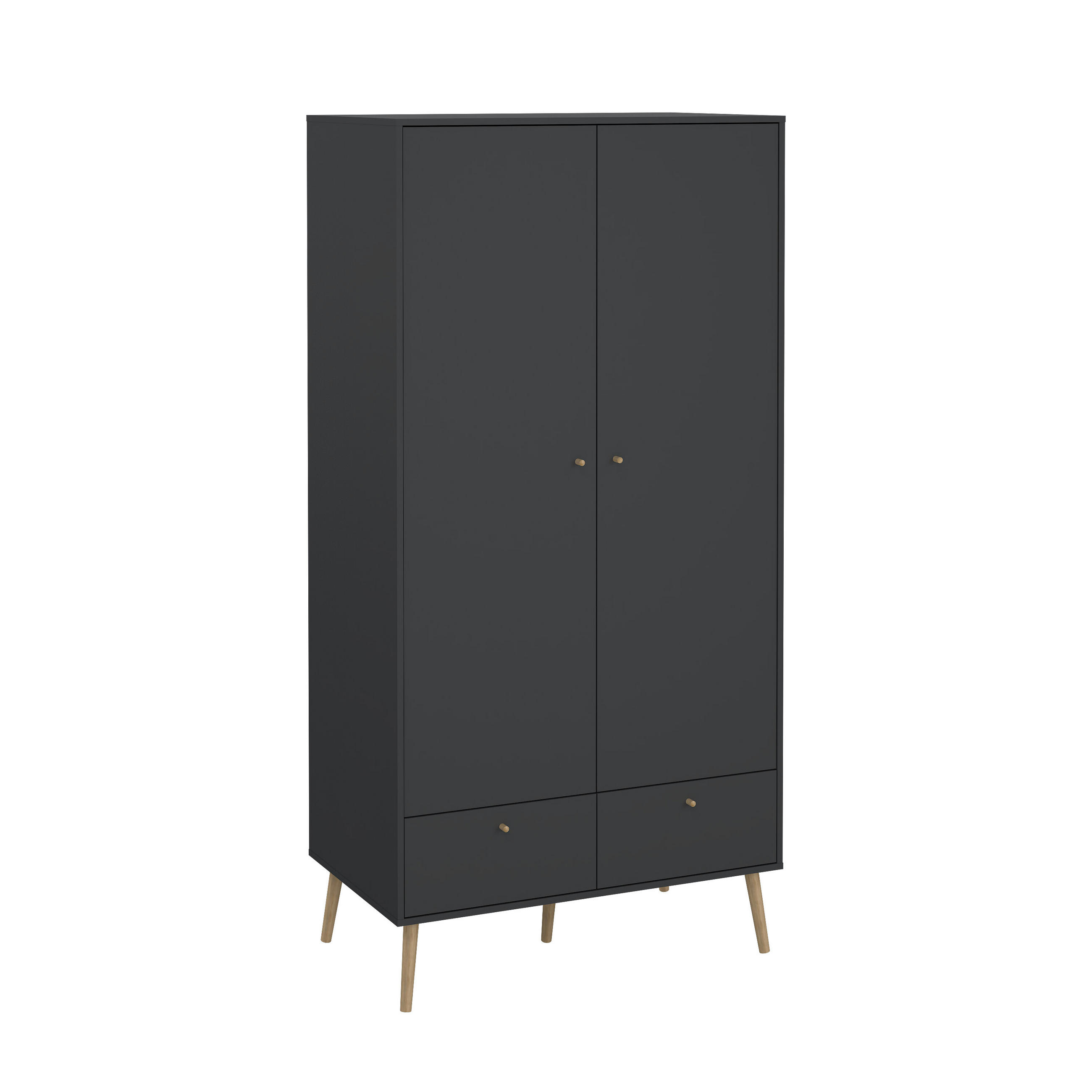 GARDEROB MED GÅNGJÄRN 98,7/200,1/58,1 cm 2-dörrar - grå/ekfärgad, Design, trämaterial/trä (98,7/200,1/58,1cm) - Best Price