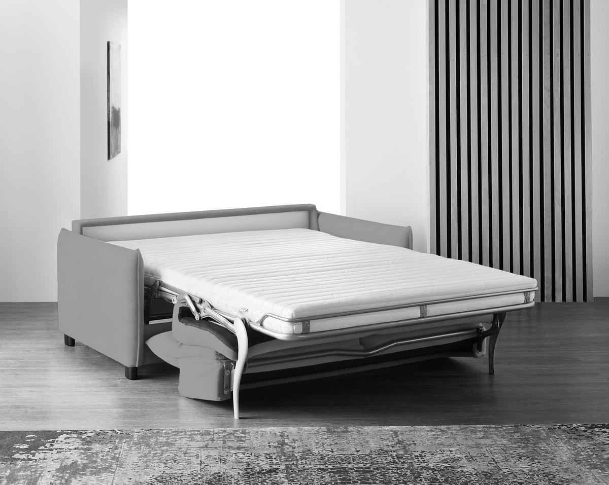 SCHLAFSOFA in Cord, Velours Hellgrau  - Hellgrau/Schwarz, KONVENTIONELL, Textil/Metall (188/84-105/100cm) - Bali