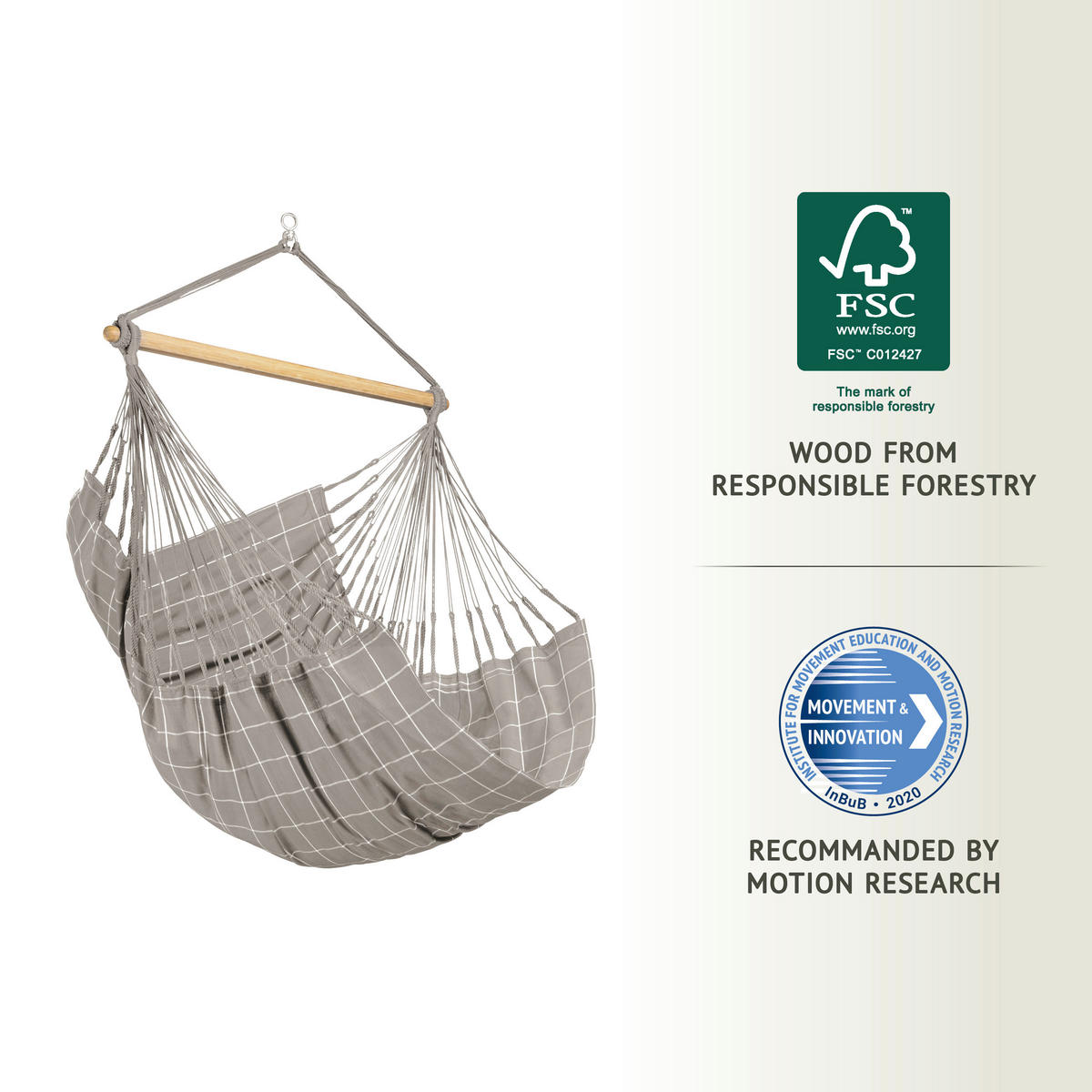 HÄNGESESSEL comfort outdoor 110/160/180 cm  - Hellgrau/Weiß, KONVENTIONELL, Holz/Textil (110/160/180cm) - La Siesta