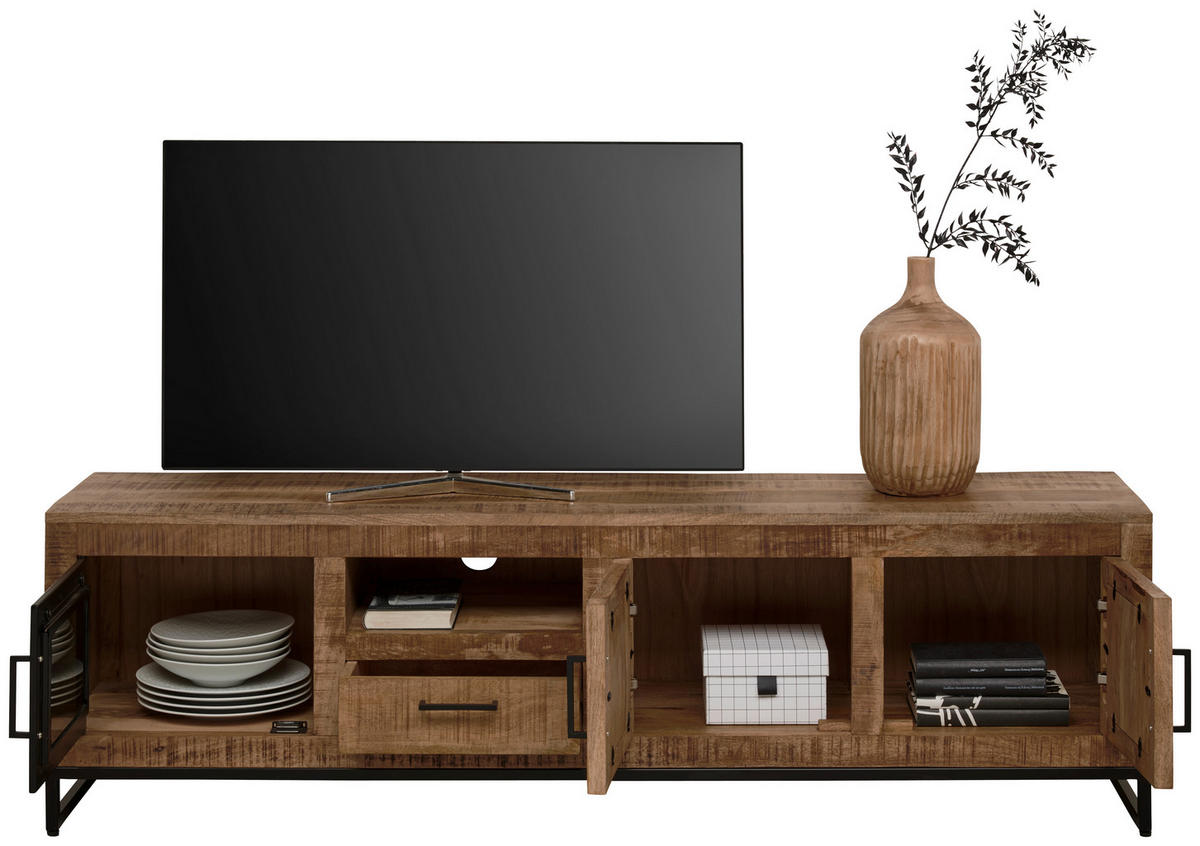 TV-BÄNK  i 175/50/40 cm  - ljusbrun/svart, Design, metall/trä (175/50/40cm) - Carryhome
