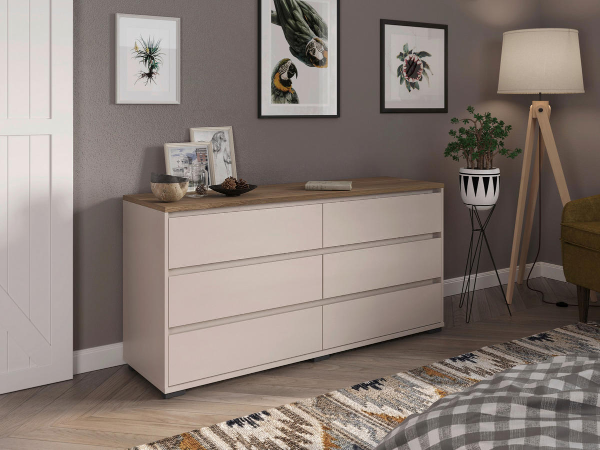 SIDEBOARD  160,1/78,9/48 cm 6 Schublade(n)  - Kaschmir/Eichefarben, Design, Holzwerkstoff/Kunststoff (160,1/78,9/48cm) - Carryhome