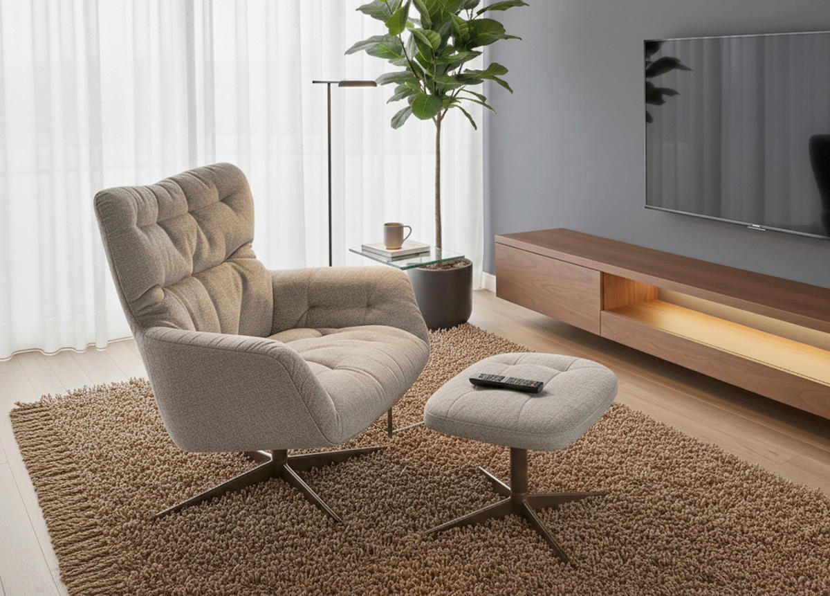 RELAXSESSELSET in Holz Grau, Kupferfarben  - Grau/Kupferfarben, MODERN, Holz (83/88/80cm) - MID.YOU