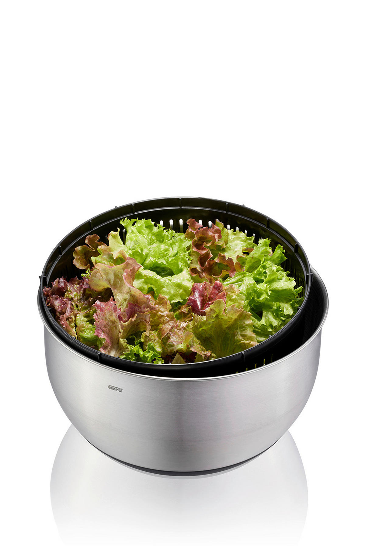 SALATSCHLEUDER PULLIT  - Edelstahlfarben/Transparent, Design, Kunststoff/Metall (25/18,5cm) - Gefu