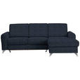 ECKSOFA in Flachgewebe Dunkelblau  - Silberfarben/Dunkelblau, Design, Textil/Metall (244/167cm) - Cantus