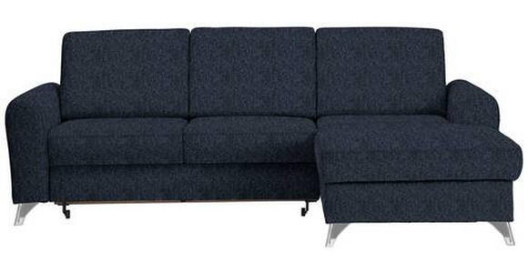 ECKSOFA in Flachgewebe Dunkelblau  - Silberfarben/Dunkelblau, Design, Textil/Metall (244/167cm) - Cantus