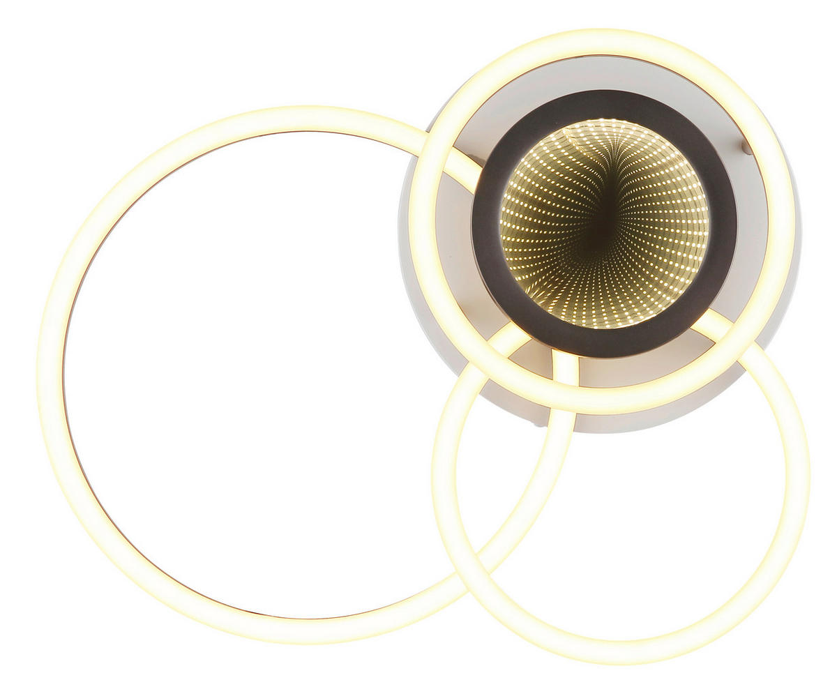 LED-DECKENLEUCHTE 49/39/10 cm   - Braun/Weiß, Design, Kunststoff/Metall (49/39/10cm) - Globo