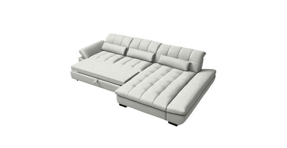ECKSOFA  in Flachgewebe Weiß  341/204 cm  - Schwarz/Weiß, Design, Textil/Metall (341/204cm) - Xora