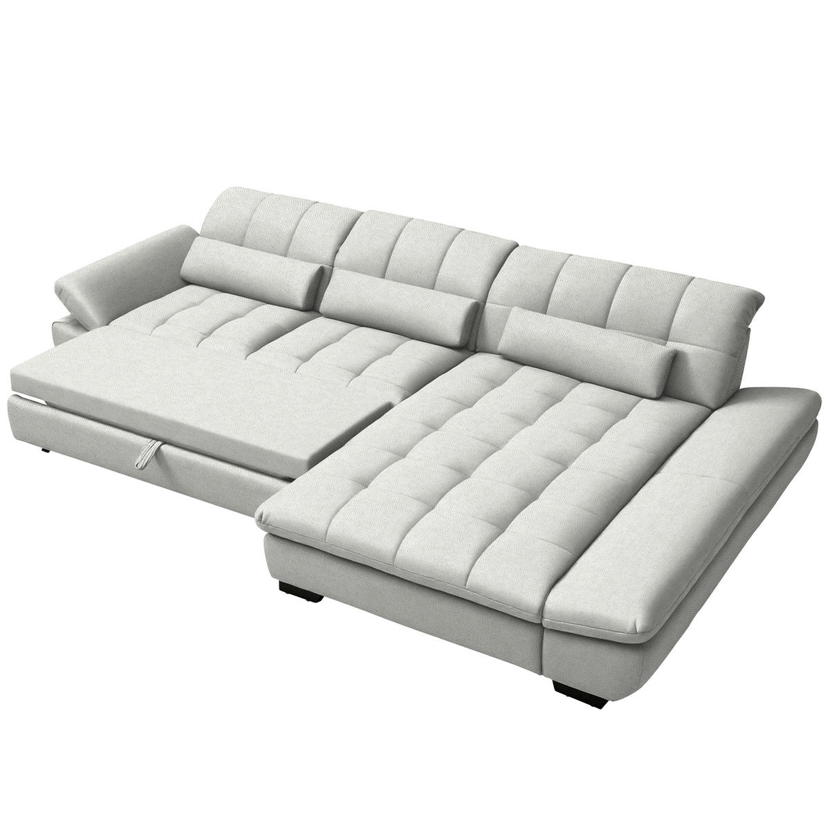 ECKSOFA  in Flachgewebe Weiß  341/204 cm  - Schwarz/Weiß, Design, Textil/Metall (341/204cm) - Xora
