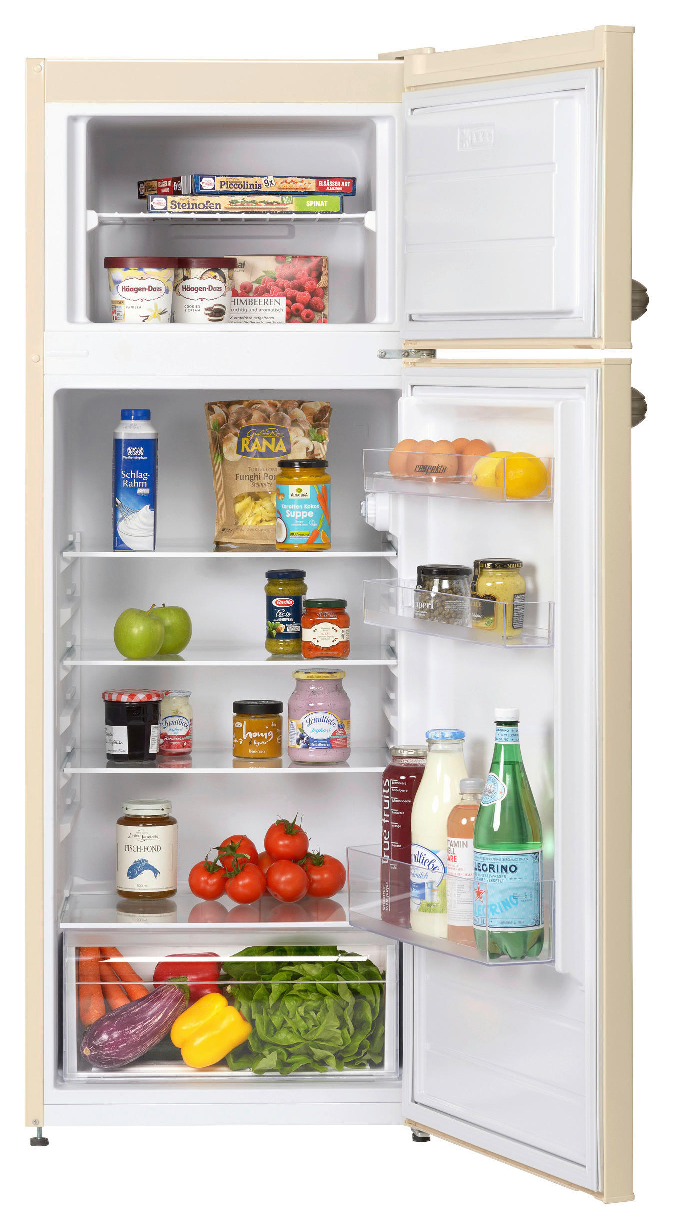 KÜHL-GEFRIER-KOMBINATION KS144VC  - Creme, Trend, Glas/Kunststoff (54/145/57cm) - Respekta