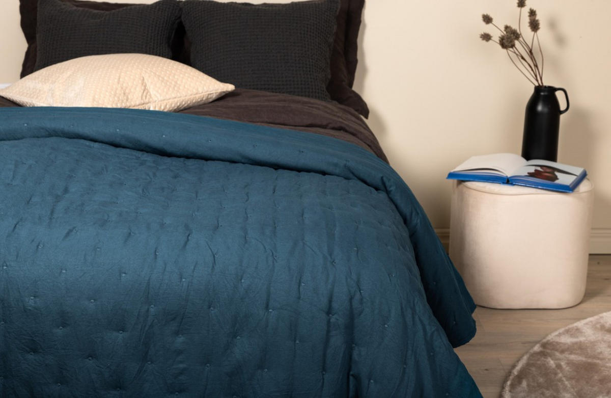 SÄNGÖVERKAST 260/260 cm  - blå, Design, textil (260/260cm)