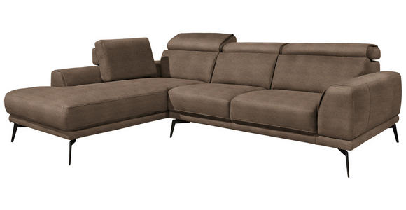 ECKSOFA in Mikrofaser Hellbraun  - Hellbraun/Schwarz, KONVENTIONELL, Textil/Metall (207/273cm) - Carryhome