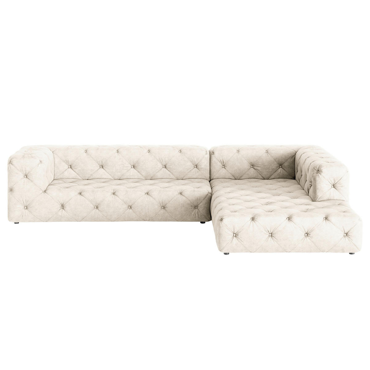 ECKSOFA Mikrofaser Creme  - Creme/Schwarz, Design, Kunststoff/Textil (325/228cm) - P & B