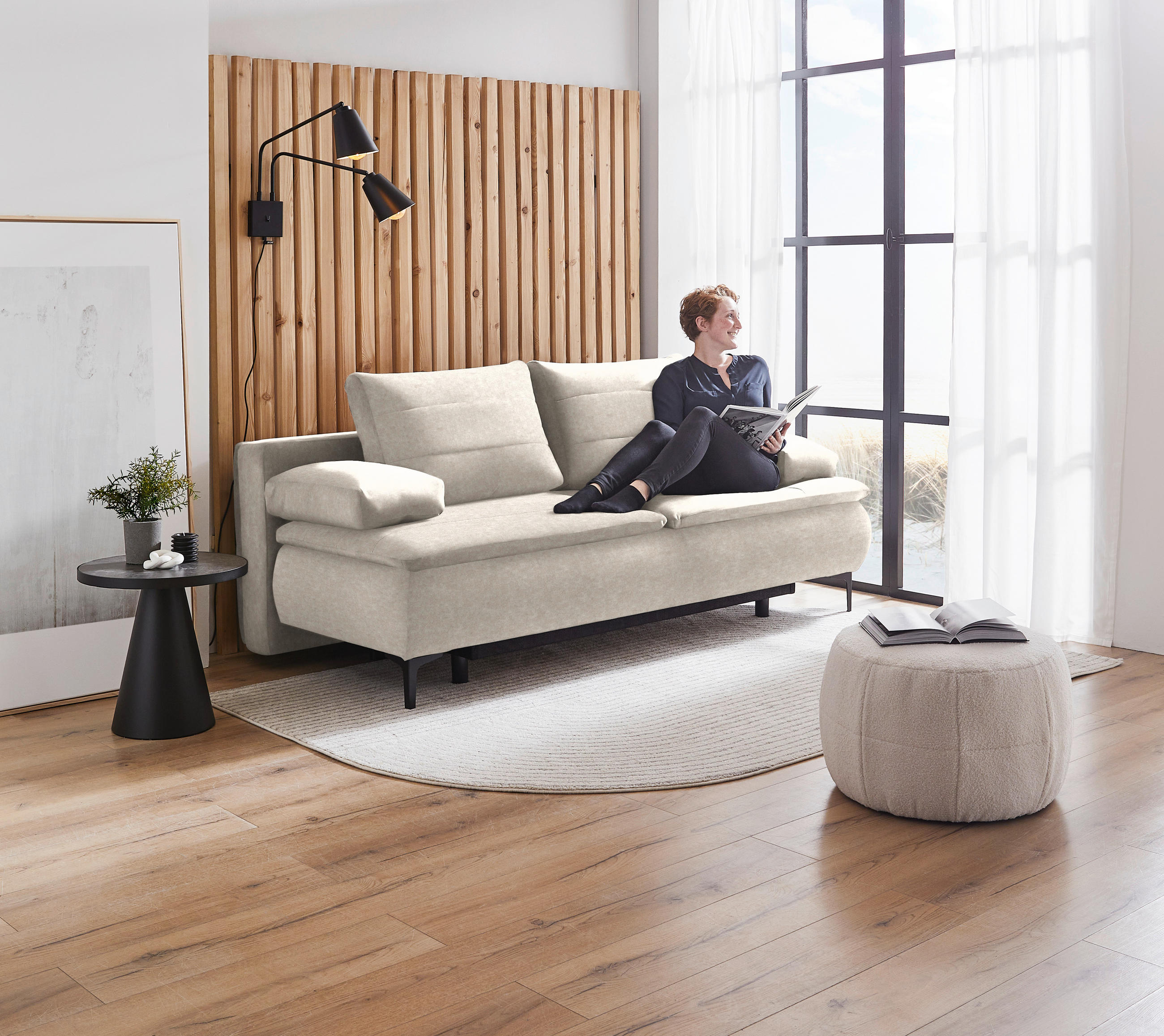 BOXSPRING KANAPÉ textil cappuccino  - cappuccino, Konventionell, textil/fém (204/93/100cm) - Novel
