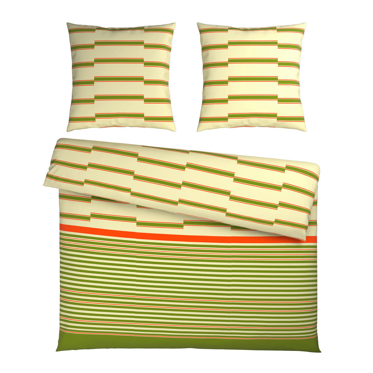 BETTWÄSCHE 200/200 cm  - Orange/Grasgrün, Textil (200/200cm) - Bio:Vio