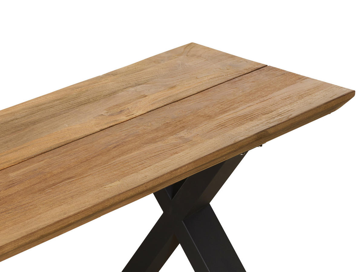 GARTENBANK 220/40/46 cm Teakholz  Edelstahl  - Anthrazit/Teakfarben, Design, Holz/Metall (220/40/46cm) - Amatio