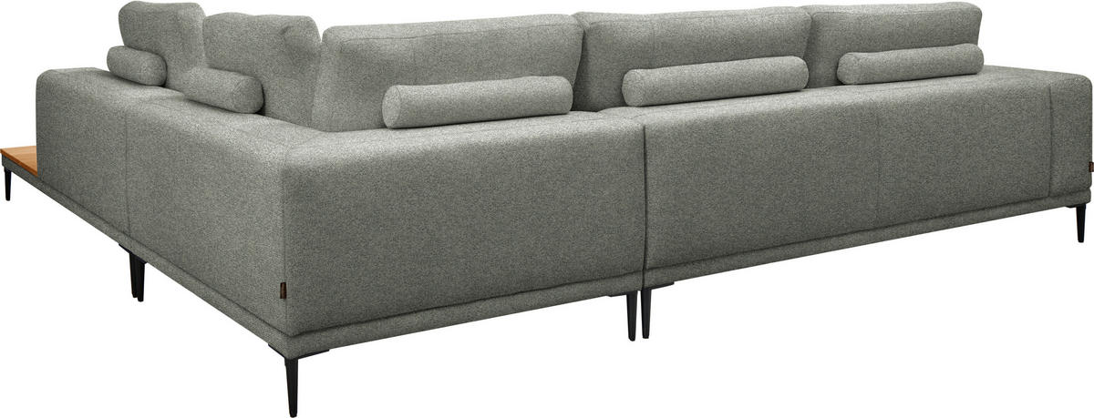ECKSOFA  in Leinwand Graugrün  318/271 cm  - Schwarz/Graugrün, Design, Textil/Metall (318/271cm) - Belluti