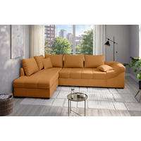 ECKSCHLAFSOFA  Alvito Goldfarben Mikrofaser  - Goldfarben/Schwarz, MODERN, Holz/Textil (202/298cm) - MID.YOU