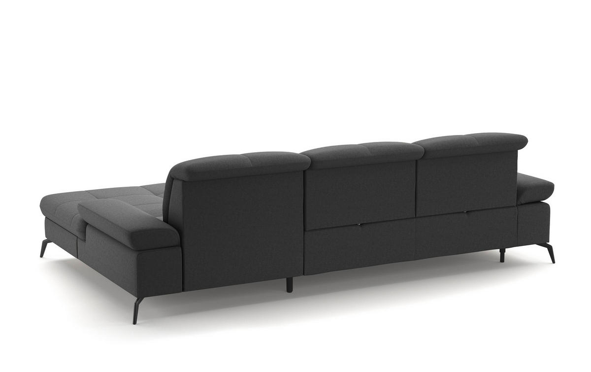 ECKSOFA in Flachgewebe Dunkelgrau  - Dunkelgrau/Schwarz, Konventionell, Textil/Metall (279/185cm) - Sit & More