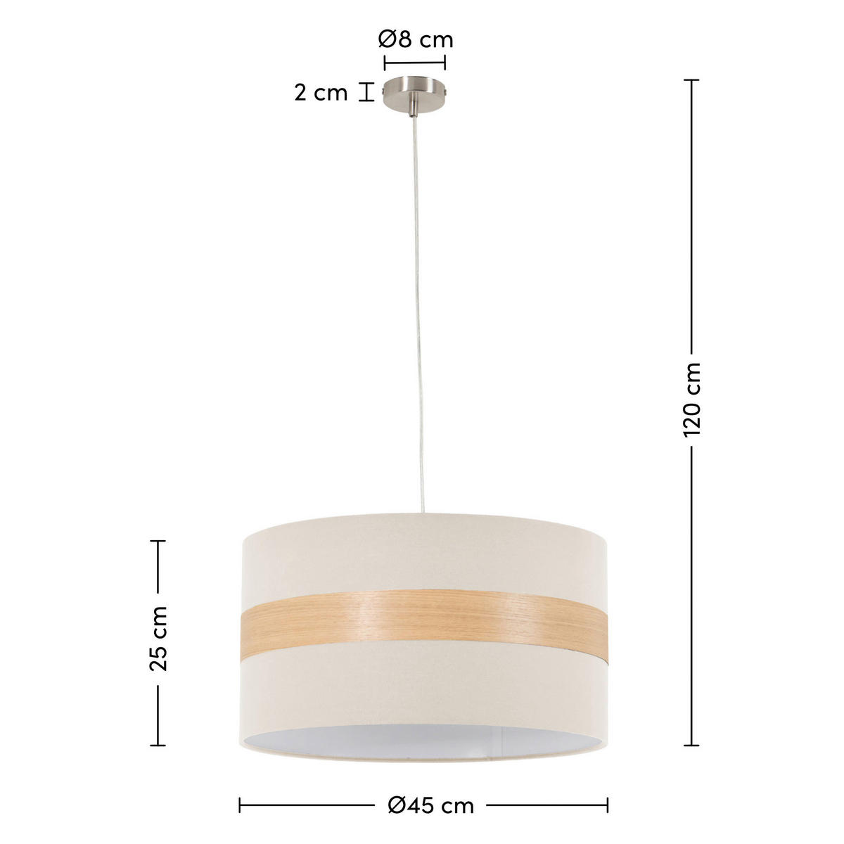 HÄNGELEUCHTE 45/120 cm  - Creme, MODERN, Holz/Kunststoff (45/120cm) - Novel