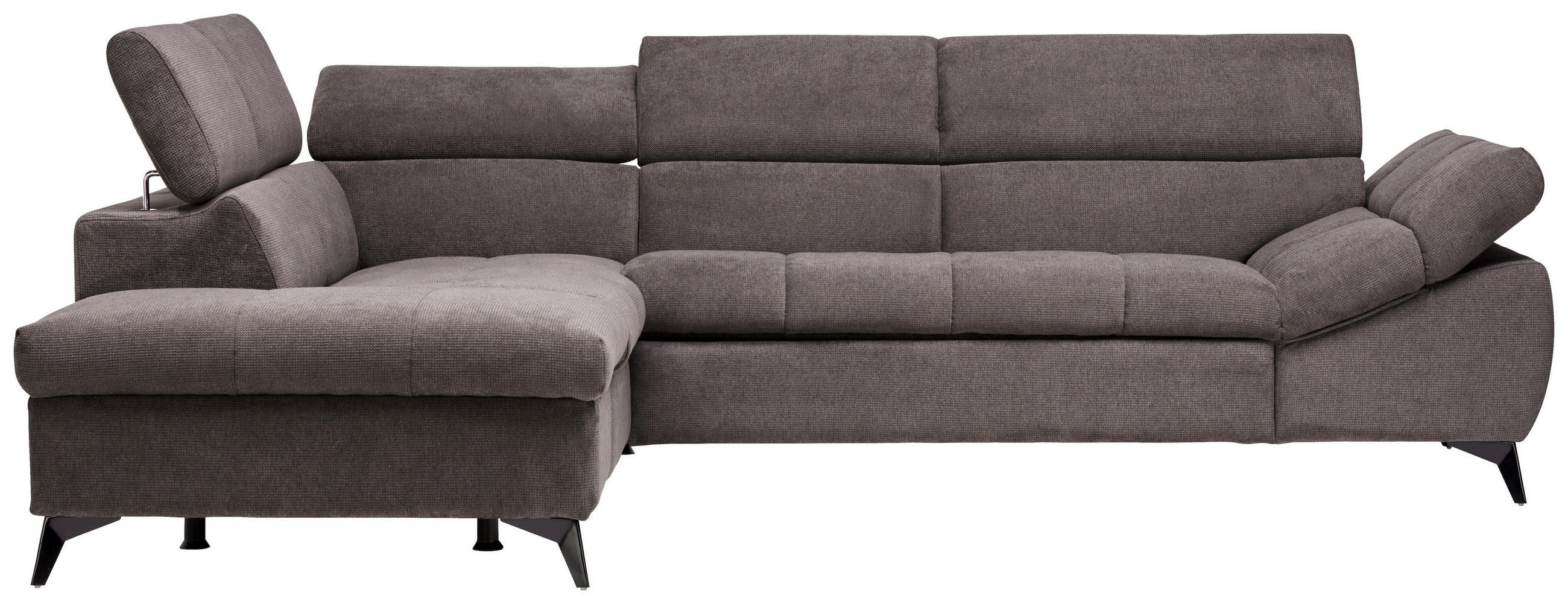 ECKSOFA Graubraun Mikrofaser  - Graubraun/Schwarz, Design, Kunststoff/Textil (210/279cm) - Stylife