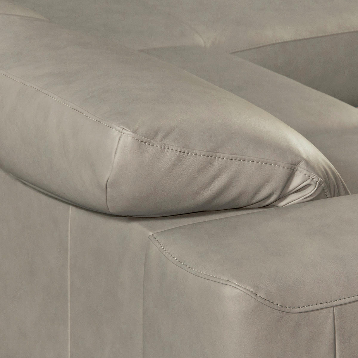 ECKSOFA Grau Echtleder Rücken echt, Kopfteilverstellung  - Chromfarben/Grau, Design, Leder/Metall (295/187cm) - Livetastic