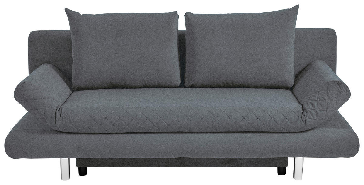 BÄDDSOFFA i mikrofiber mörkgrå  - mörkgrå/kromfärg, Design, textil (194/73/91cm) - Livetastic