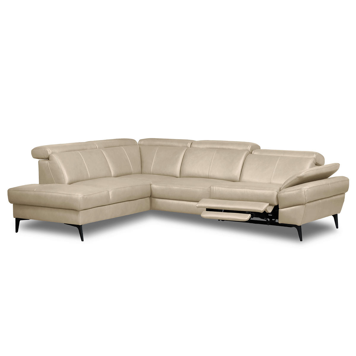 ECKSOFA  in Lederlook Echtleder Grau  211/264 cm  - Schwarz/Grau, Design, Leder/Textil (211/264cm) - Livetastic