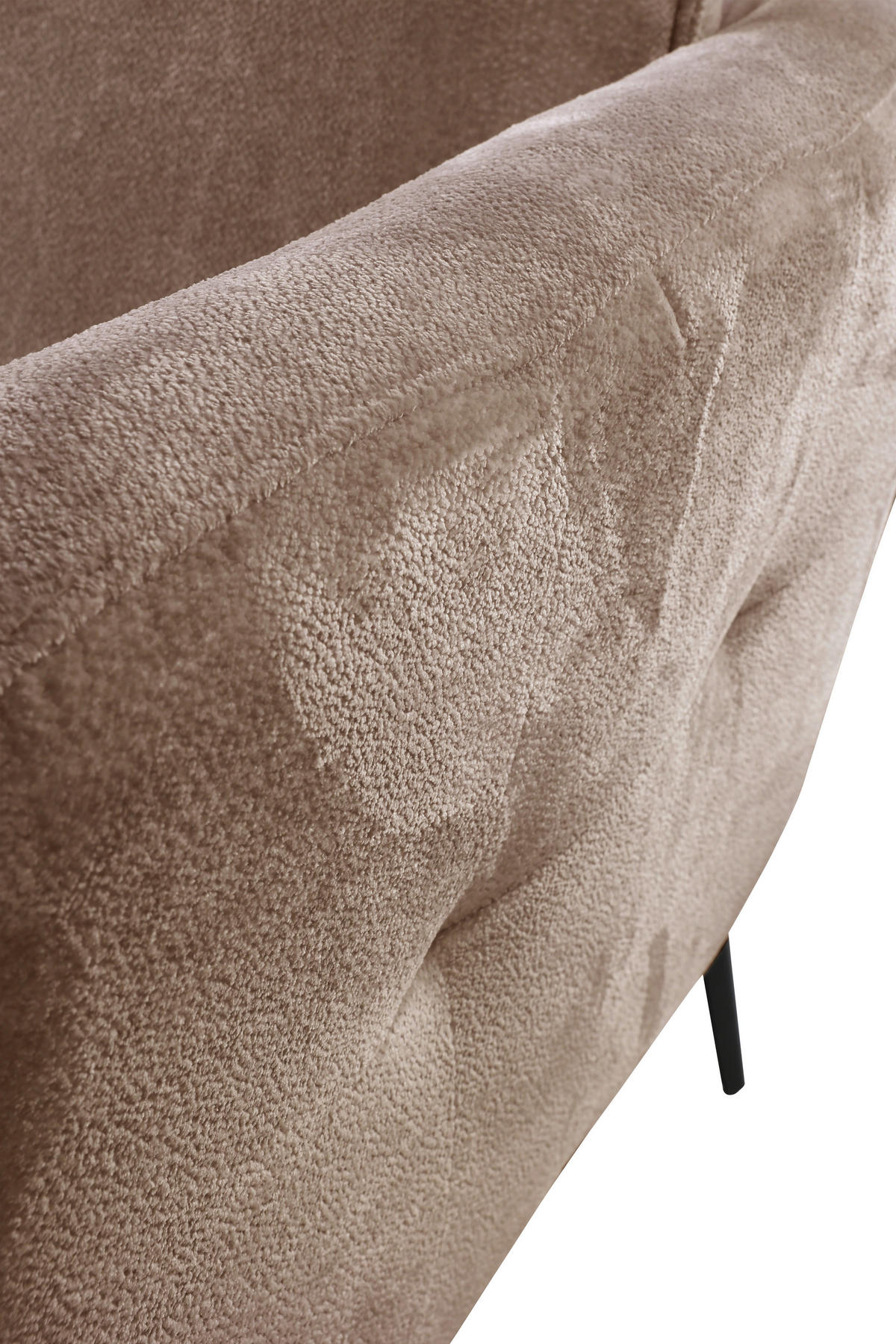 SOFA in Velours Beige  - Beige/Schwarz, Design, Textil/Metall (225/86/95cm) - MID.YOU
